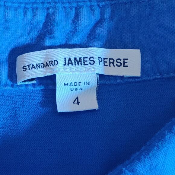 James Perse Polo Shirt Mens XL Size 4 Blue Short Sleeve Soft Sueded, Made in USA - Picture 2 of 9